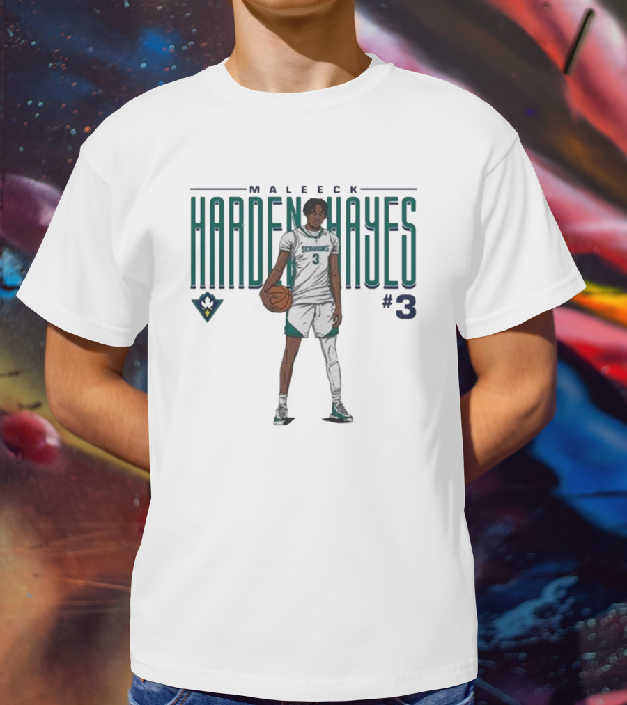 Maleeck Harden Hayes Seahawks #3 Basketball Player T-Shirt