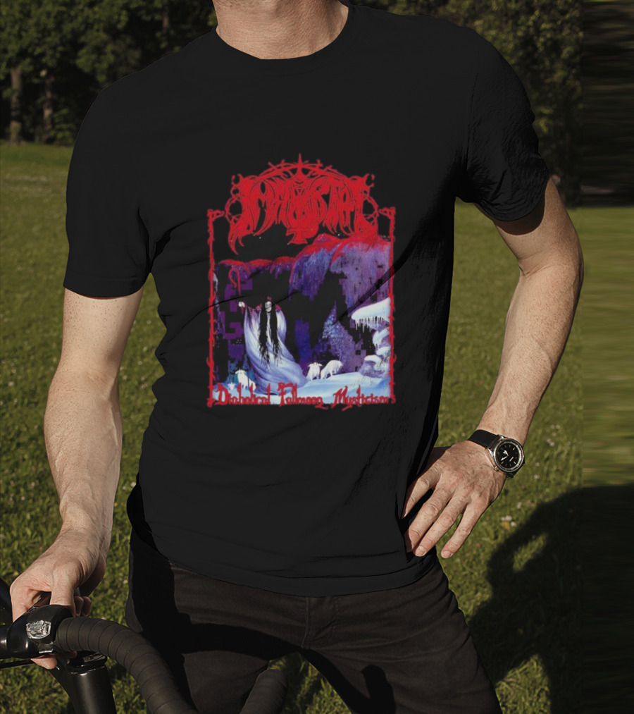Immortal Diabolical Fullmoon Mysticism Red Logo Snowy Landscape Wraith And Wolves T-Shirt