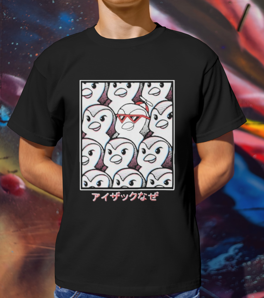 Isaacwhy なぜ Stand Out Red Glasses Penguin Crowd T-Shirt