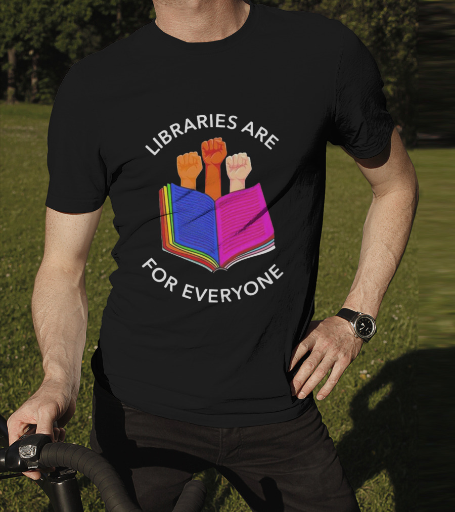 Libraries Are For Everyone Diverse Unity Open Book Fists T-Shirt