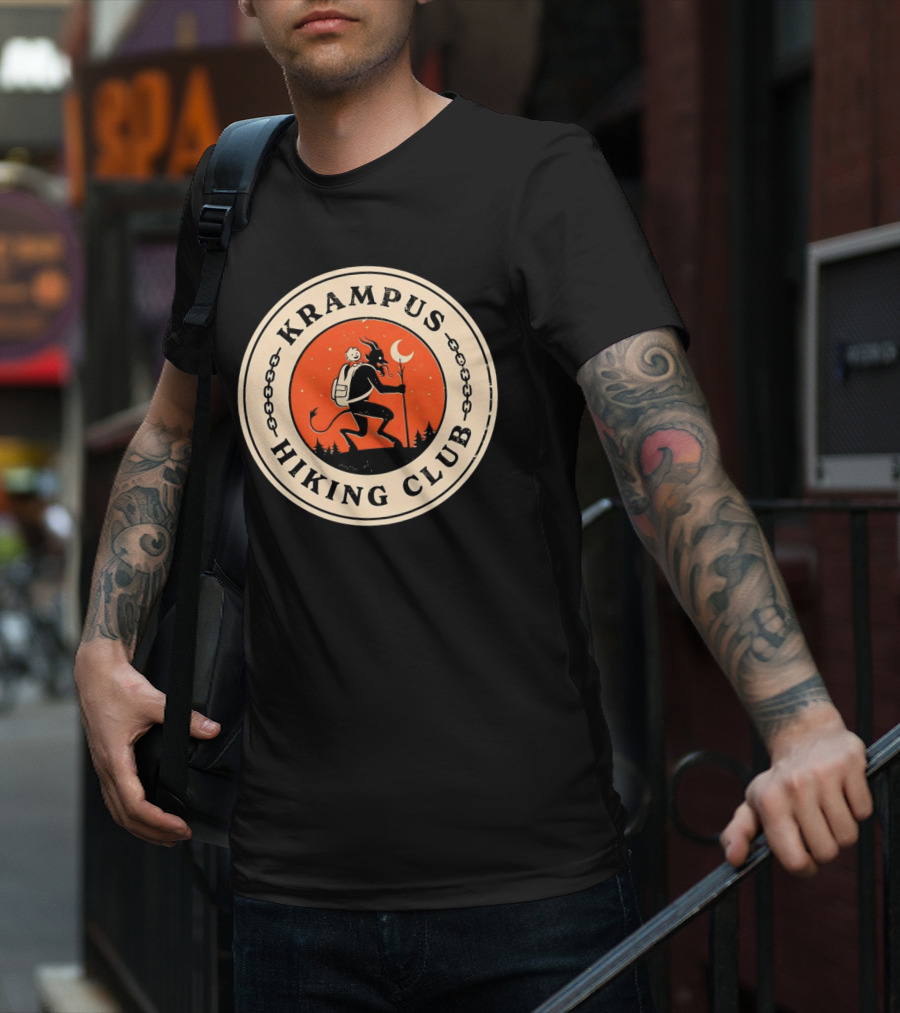 Krampus Hiking Club Moonlit Forest Adventure T-Shirt