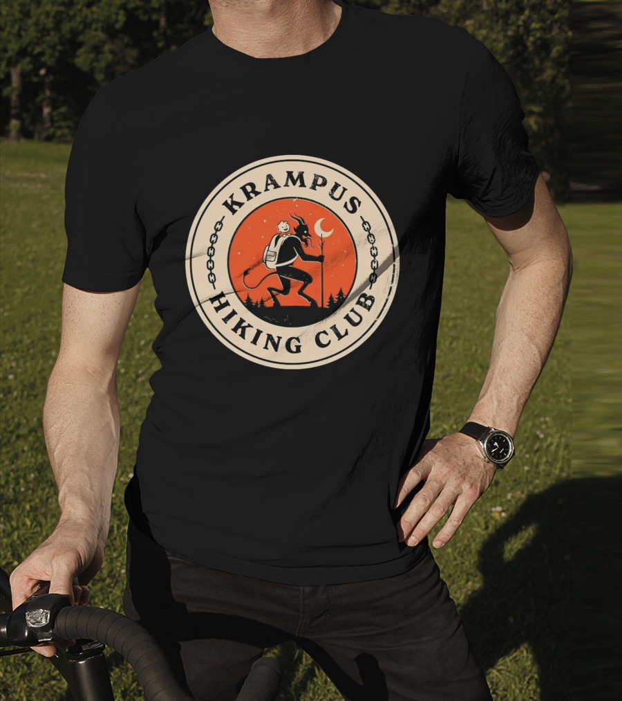 Krampus Hiking Club Moonlit Forest Adventure T-Shirt