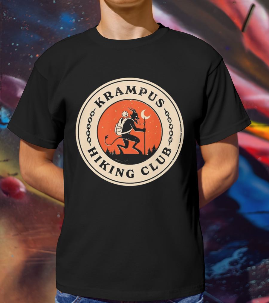 Krampus Hiking Club Moonlit Forest Adventure T-Shirt