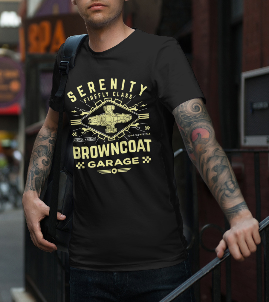 Serenity Firefly Class Browncoat Garage Service And Repair T-Shirt