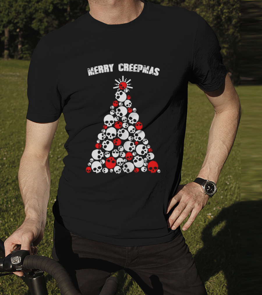 Merry Creepmas Skull Christmas Tree T-Shirt