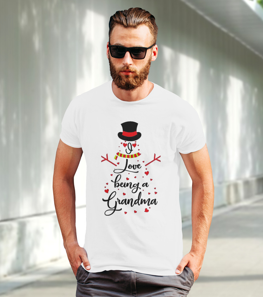 I Love Being A Grandma Snowman Hearts T-Shirt