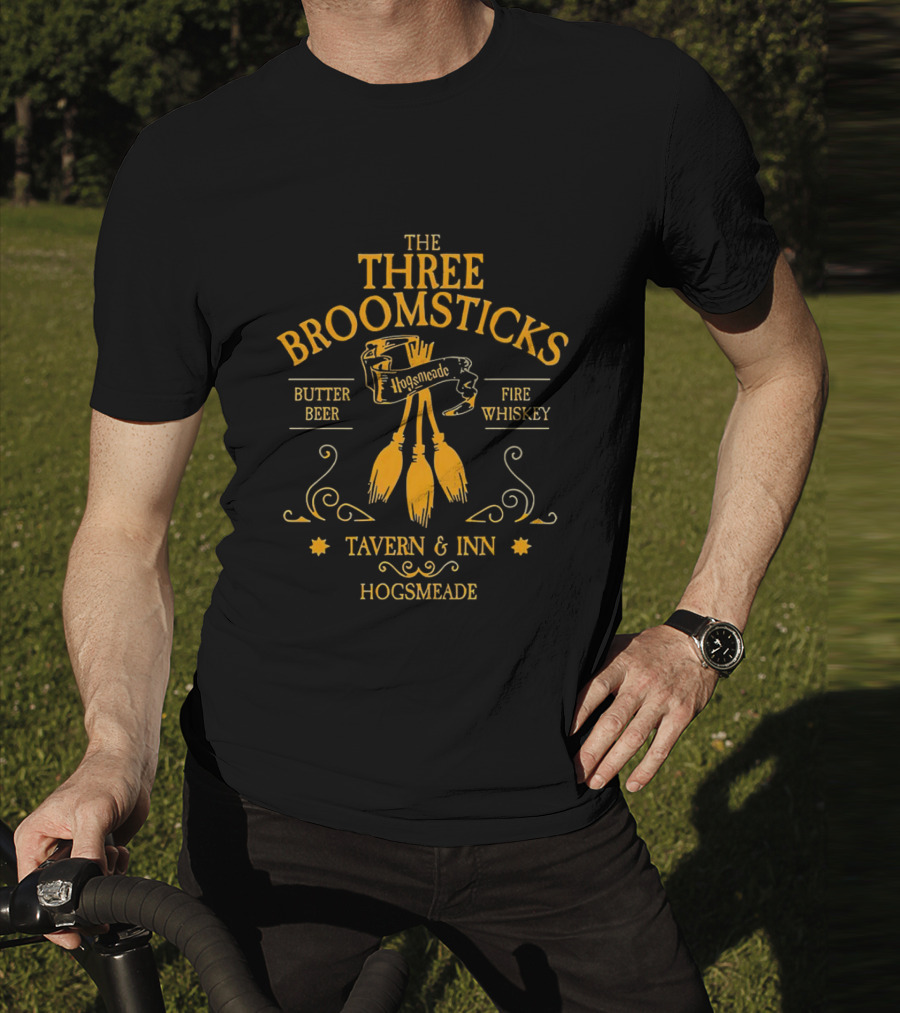 THE THREE BROOMSTICKS HOGSMEADE TAVERN And INN BUTTER BEER FIRE WHISKEY T-Shirt