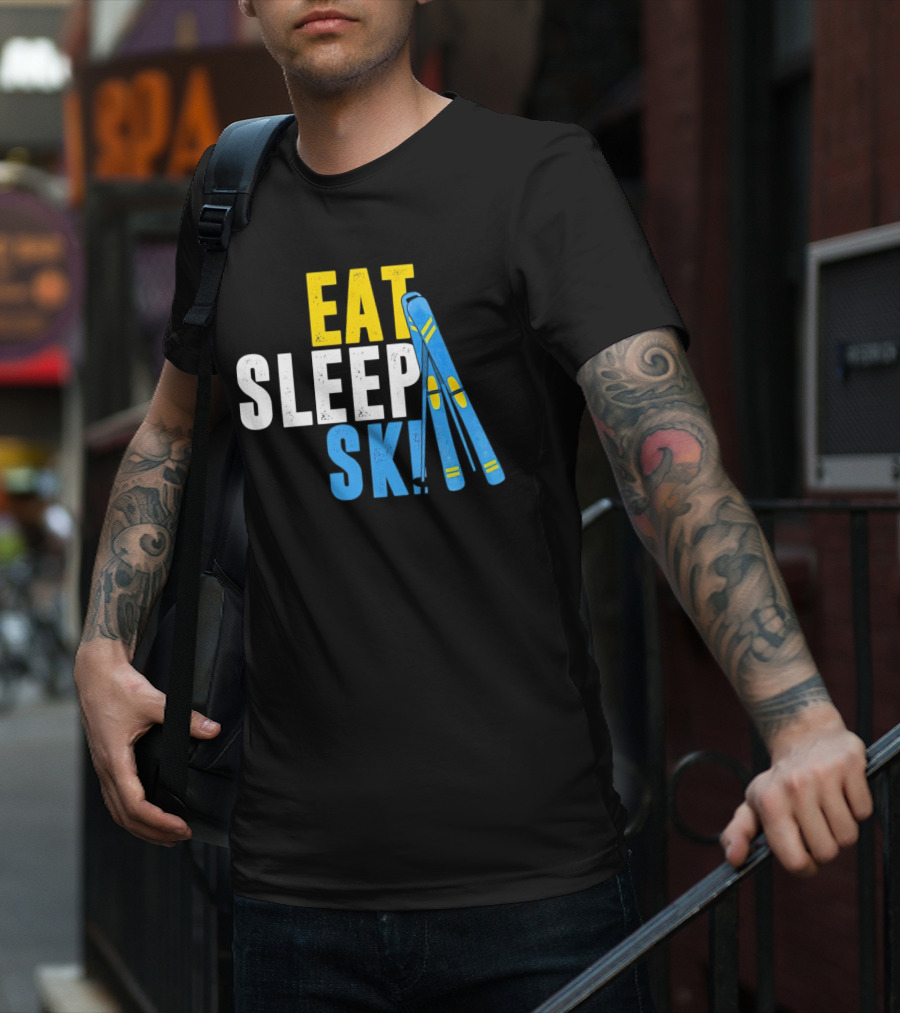 Eat Sleep Ski Skiing Ski Poles T-Shirt
