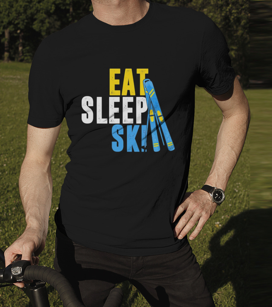 Eat Sleep Ski Skiing Ski Poles T-Shirt
