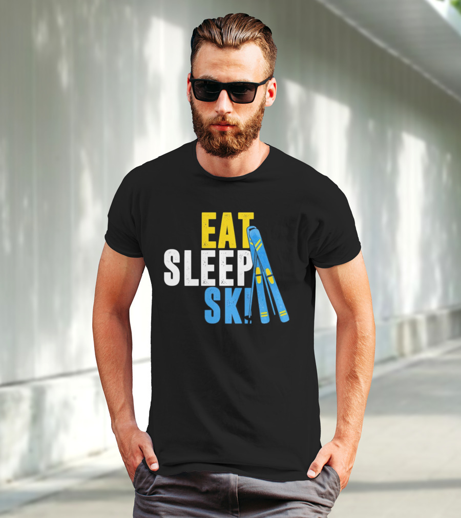 Eat Sleep Ski Skiing Ski Poles T-Shirt