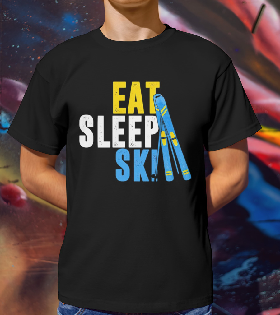 Eat Sleep Ski Skiing Ski Poles T-Shirt