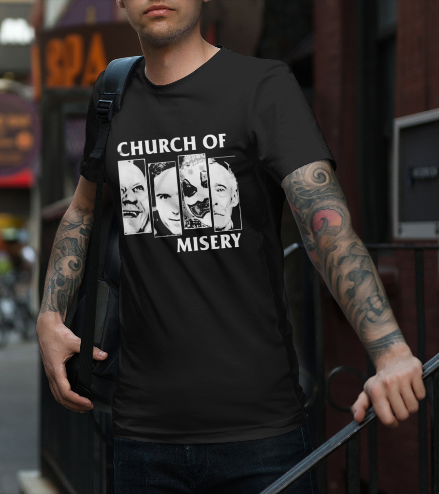 Church Of Misery Serial Killer Portraits Quad Collage T-Shirt