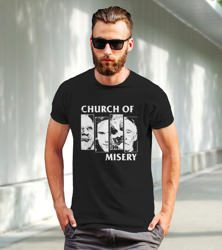 Church Of Misery Serial Killer Portraits Quad Collage T-Shirt