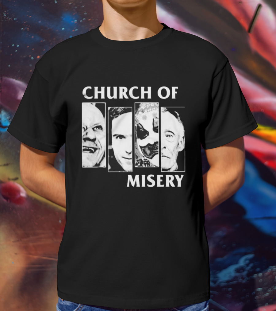 Church Of Misery Serial Killer Portraits Quad Collage T-Shirt