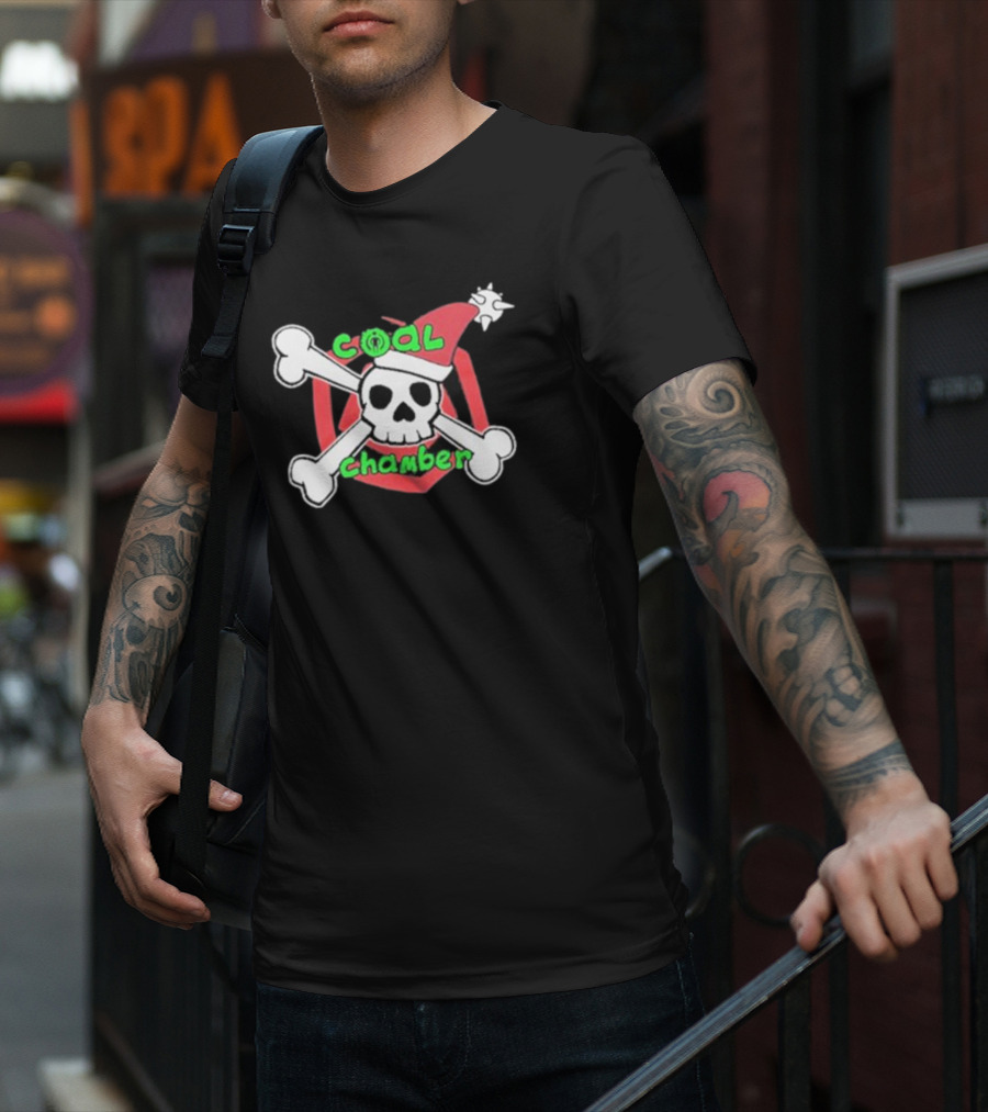 Coal Chamber Festive Skull With Santa Hat And Crossbones T-Shirt