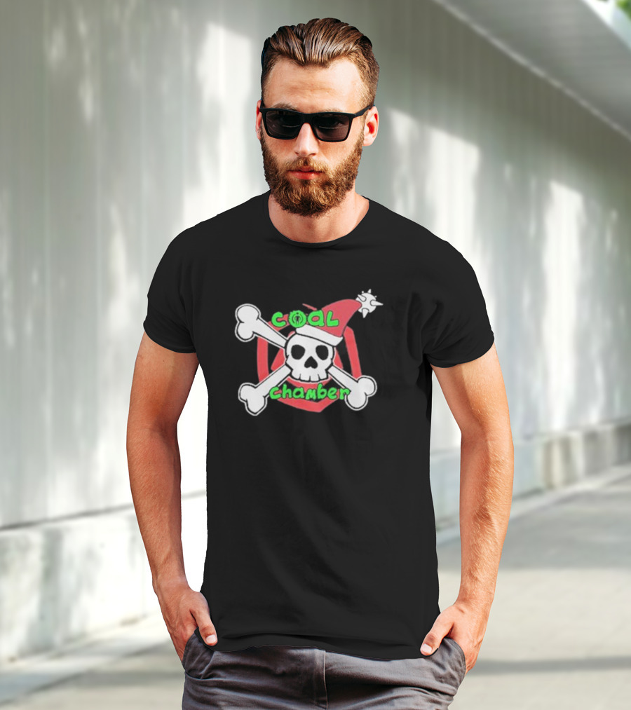 Coal Chamber Festive Skull With Santa Hat And Crossbones T-Shirt
