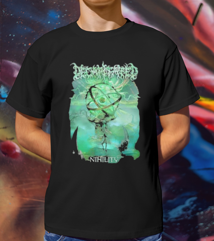 Decapitated Nihility Atomic Symbol Surreal Green Landscape T-Shirt
