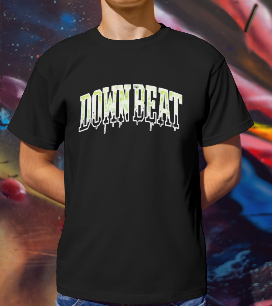 Downbeat Camo Varsity Drip Text T-Shirt