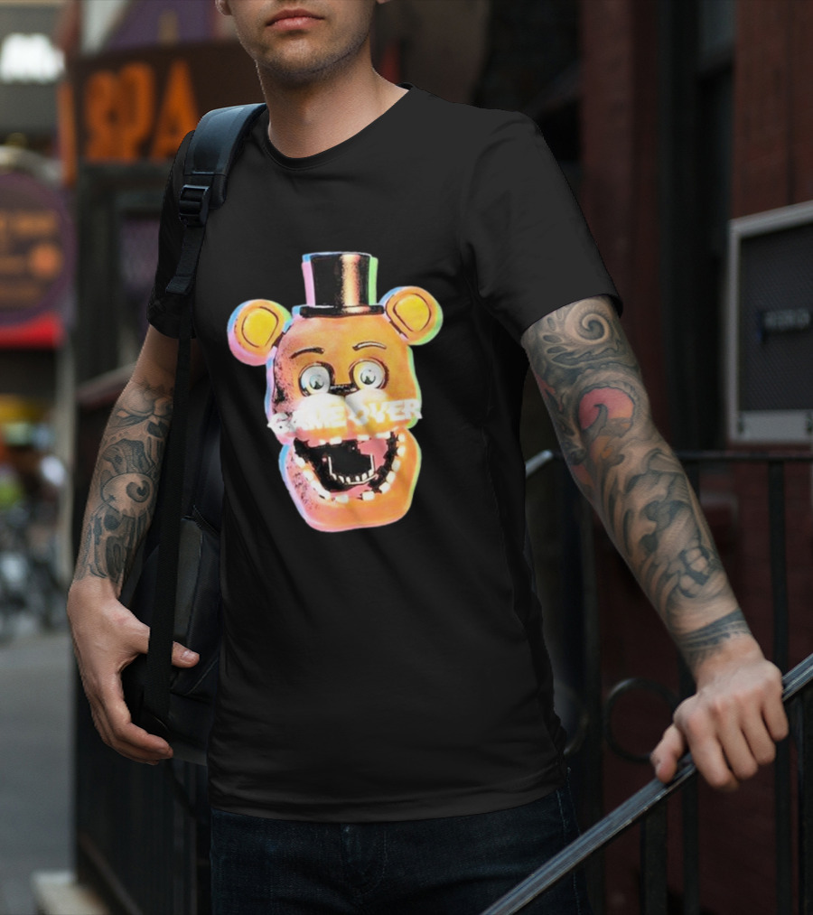 Five Nights At Freddy’s Game Over Text Freddy Head With Hat T-Shirt