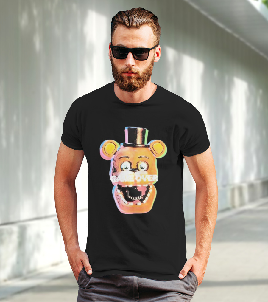Five Nights At Freddy’s Game Over Text Freddy Head With Hat T-Shirt