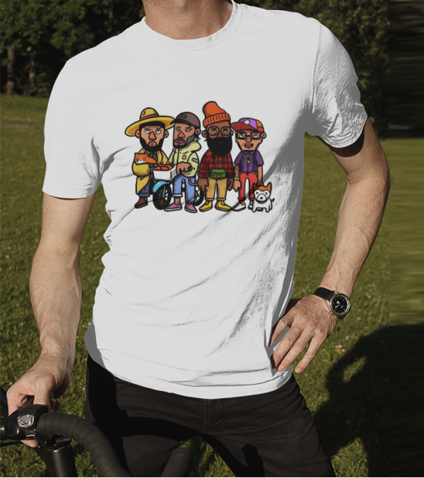 Hipster Clips Cartoon Characters With Pets And Accessories T-Shirt