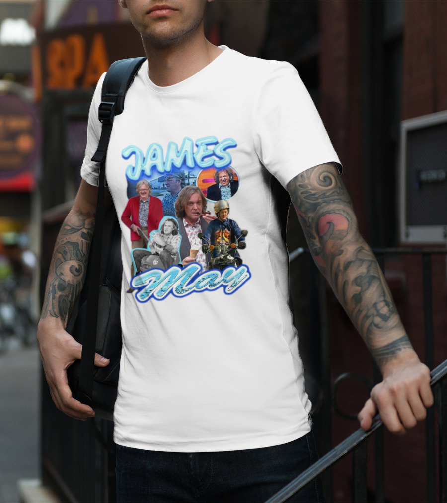 James May Vintage Ice Cream Motorbike Collage T-Shirt