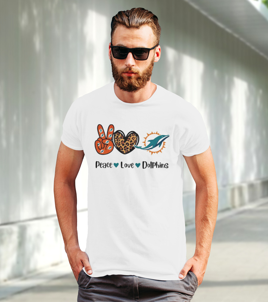 Peace Love Dolphins Miami Dolphins Football T-Shirt