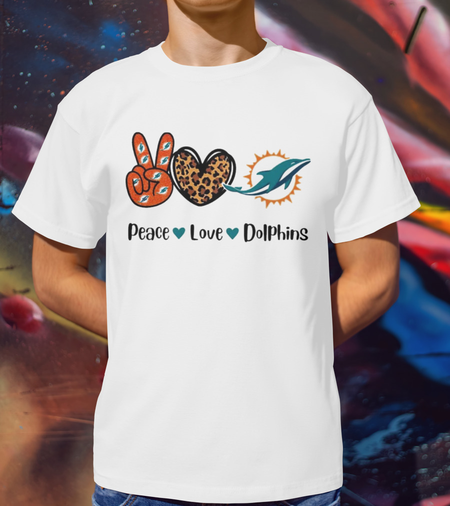 Peace Love Dolphins Miami Dolphins Football T-Shirt