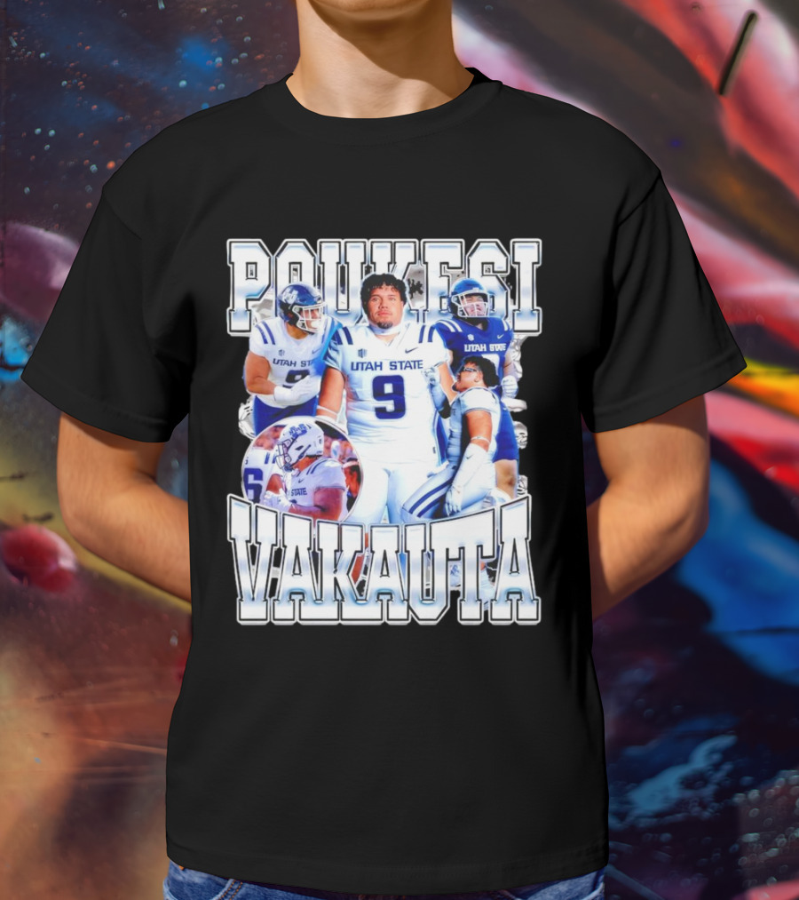Poukesi Vakauta Utah State Aggies Football Player Number 9 T-Shirt