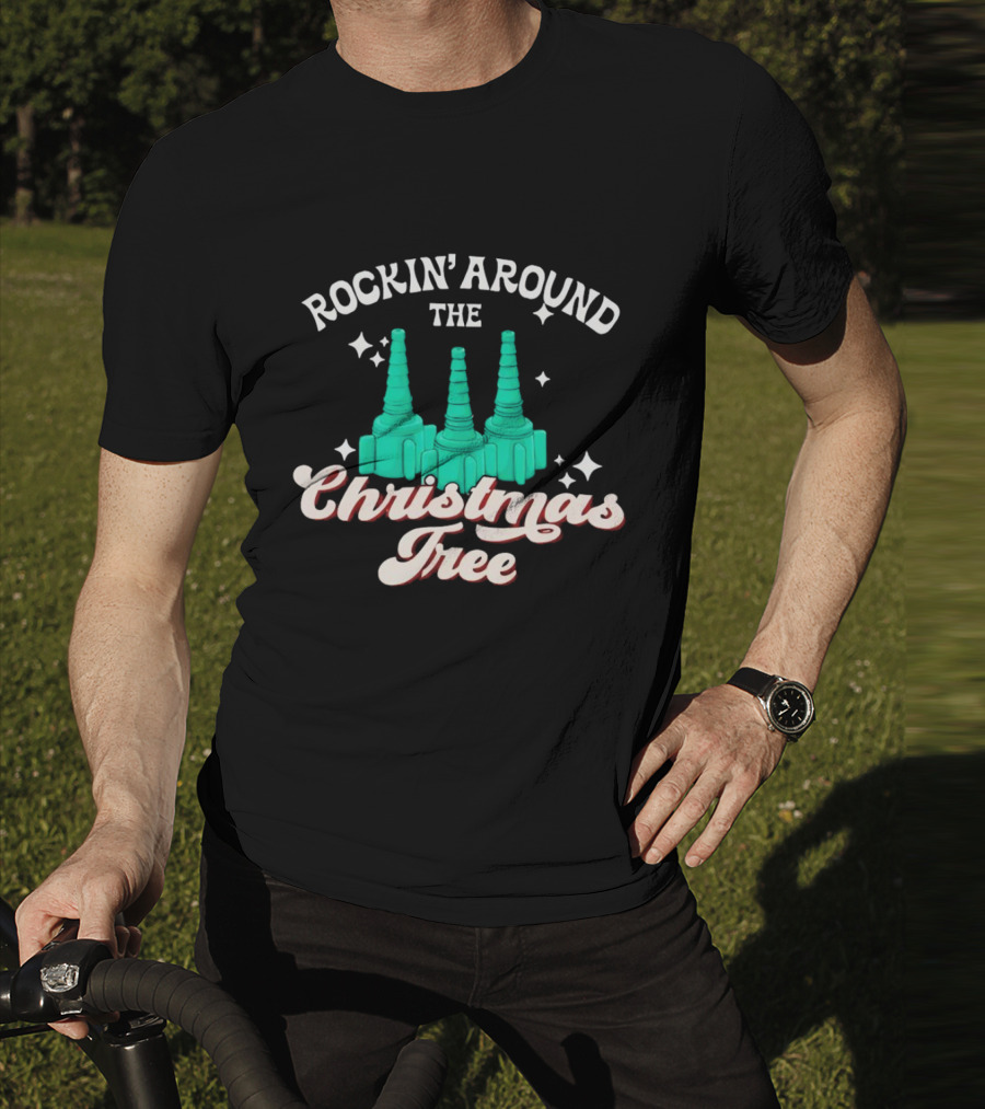 Rockin’ Around The Christmas Tree With Stylized Turquoise Towers T-Shirt