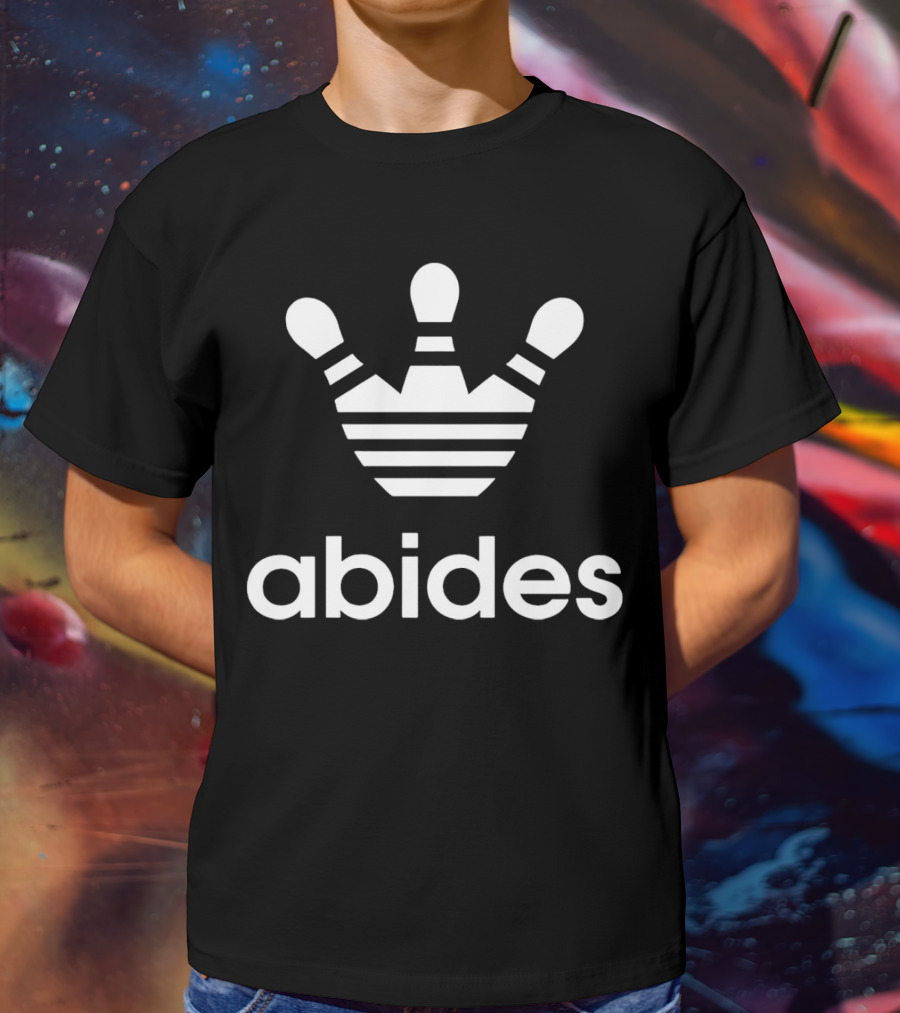 Abides Lebowski Bowling Crown Pins T-Shirt