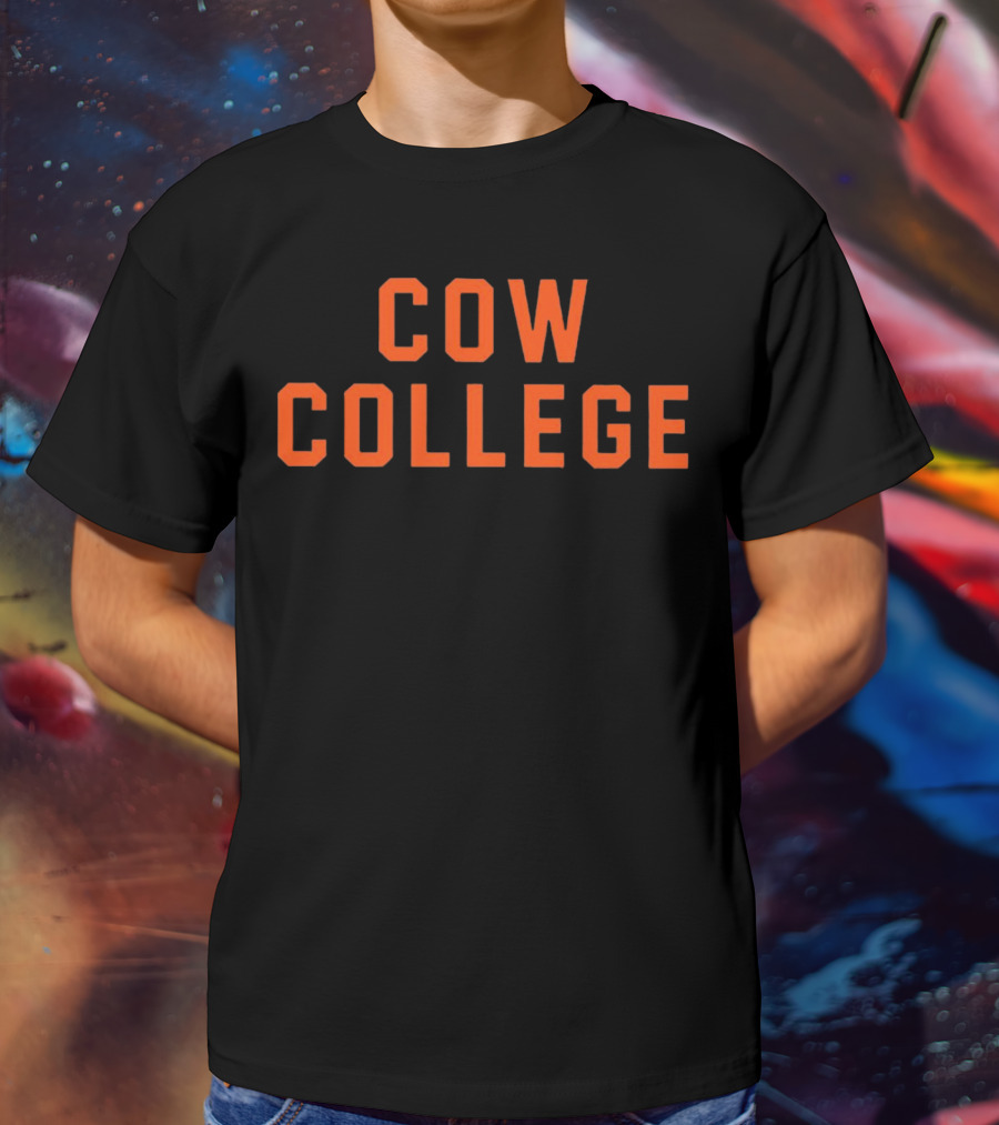 Cow College Bold Orange Text T-Shirt