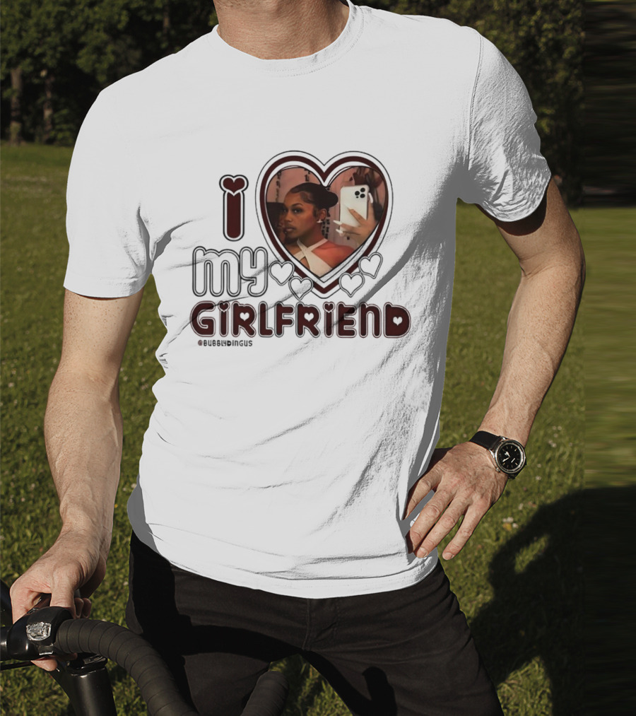 I Love My Girlfriend Heart Photo Bubblydingus T-Shirt