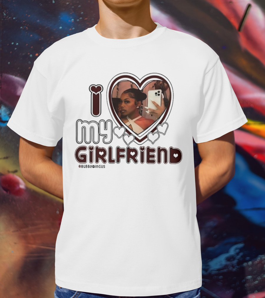 I Love My Girlfriend Heart Photo Bubblydingus T-Shirt