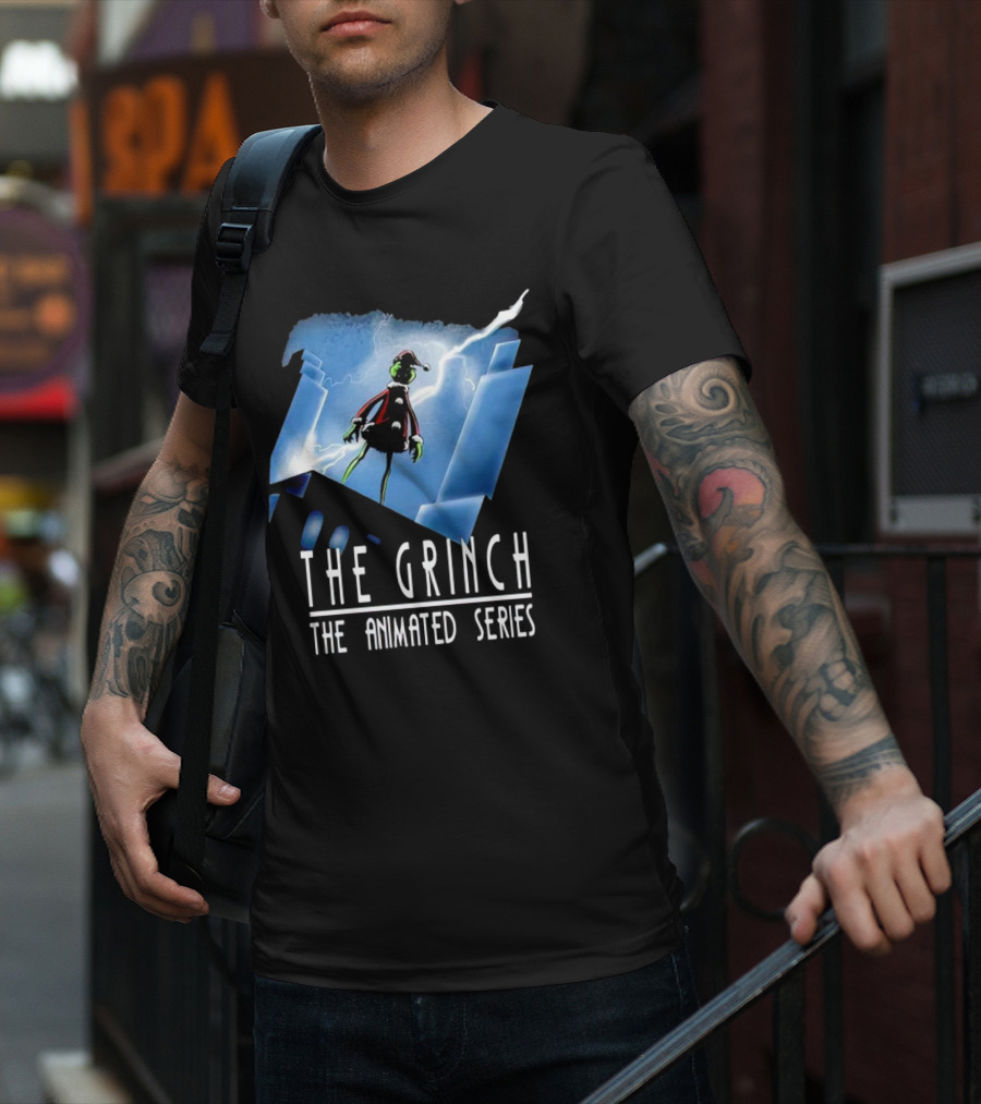 The Grinch Striking Pose Under Lightning In The Animated Series T-Shirt