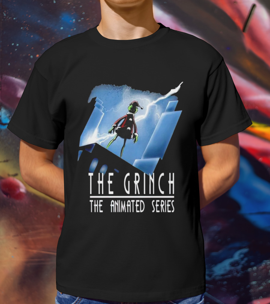 The Grinch Striking Pose Under Lightning In The Animated Series T-Shirt