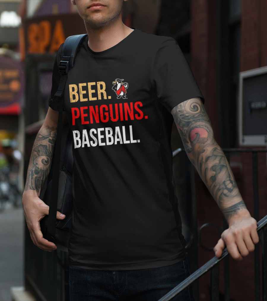 Beer Penguins Baseball 108 Stitches T-Shirt