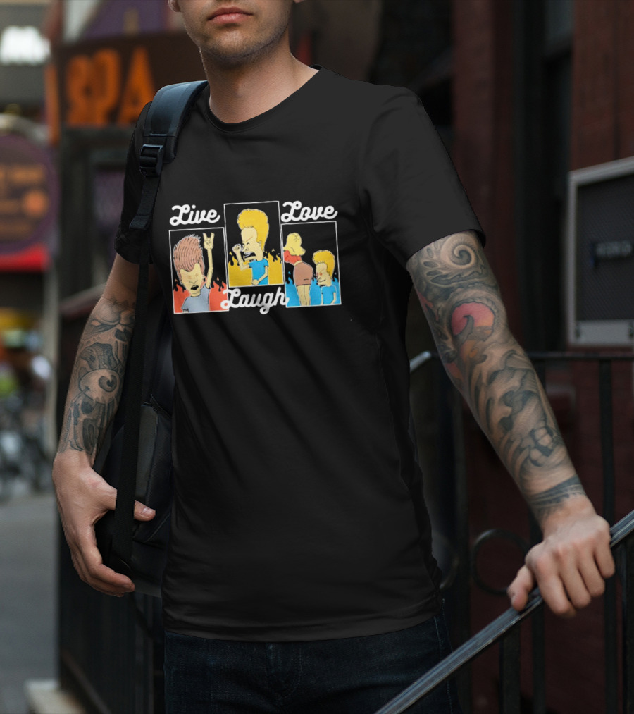 Live Laugh Love Beavis And Butt-Head Rock Band Comedy T-Shirt