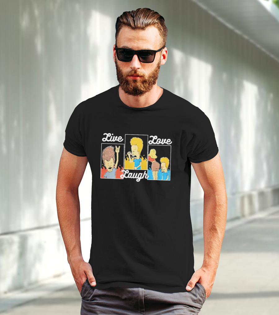 Live Laugh Love Beavis And Butt-Head Rock Band Comedy T-Shirt