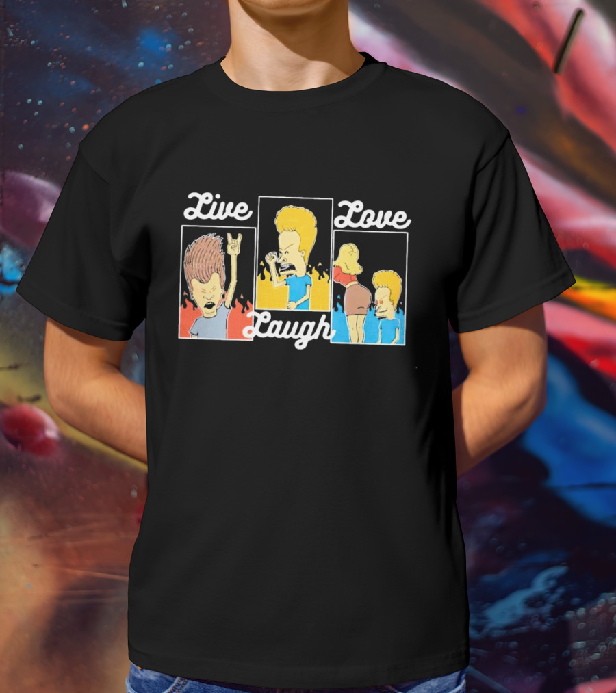 Live Laugh Love Beavis And Butt-Head Rock Band Comedy T-Shirt