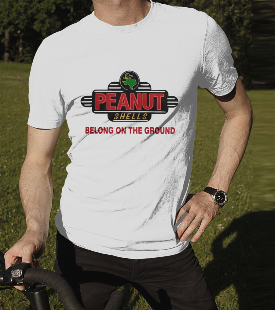 Peanut Shells Belong On The Ground With Dinosaur T-Shirt