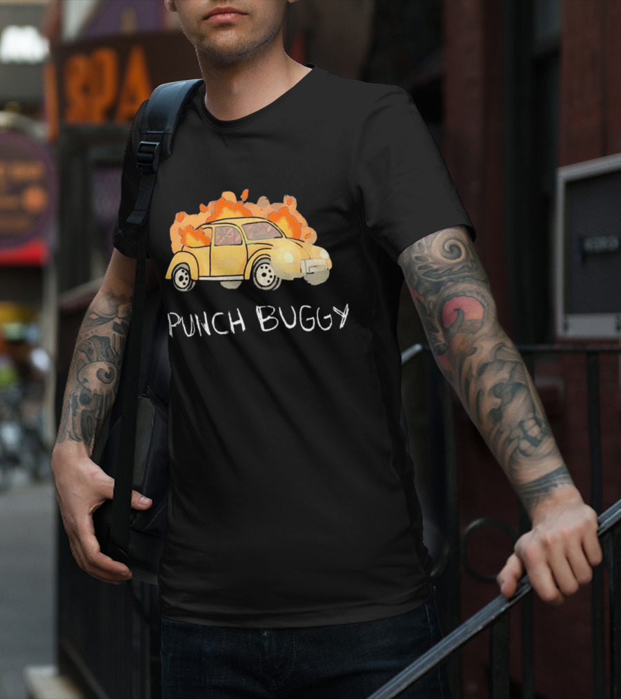 Punch Buggy Car On Fire Iconic Flames Image T-Shirt