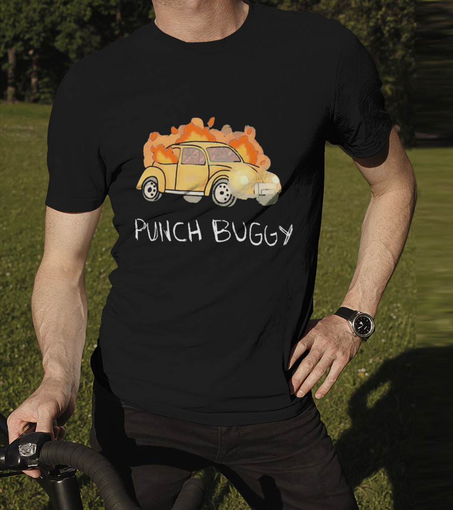 Punch Buggy Car On Fire Iconic Flames Image T-Shirt