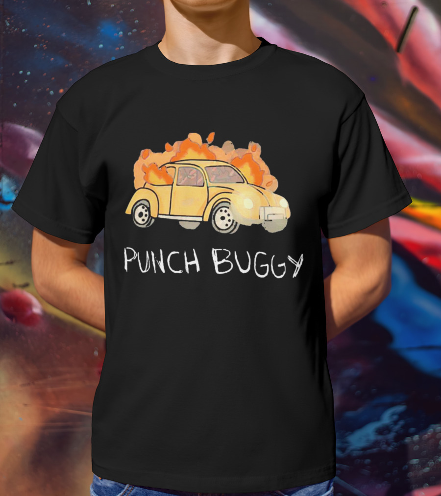 Punch Buggy Car On Fire Iconic Flames Image T-Shirt