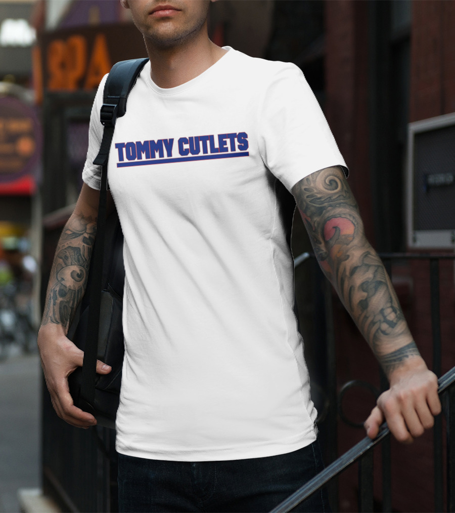 Tommy Cutlets New York Style Font Bold Blue T-Shirt