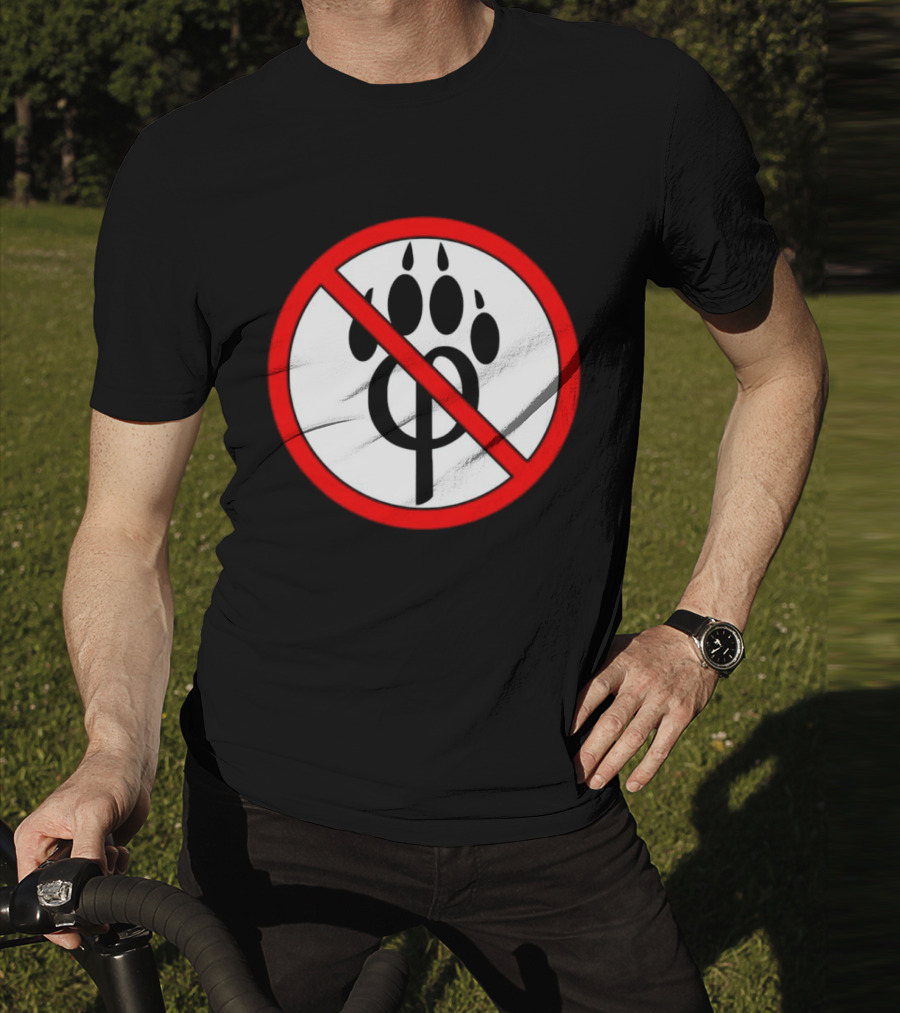 Anti Furry Paw Symbol With Red Prohibition Circle T-Shirt