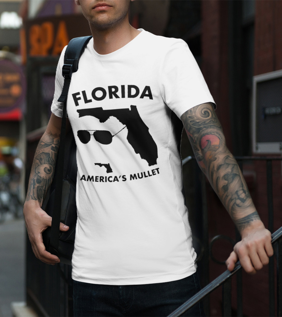 Florida America's Mullet Sunglasses State Outline T-Shirt