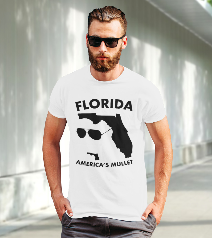 Florida America's Mullet Sunglasses State Outline T-Shirt
