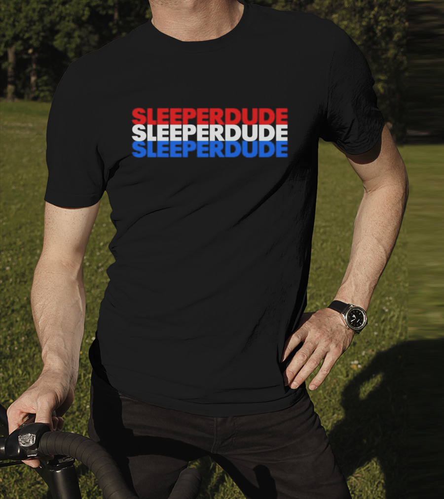 SLEEPERDUDE Red White Blue Stacked Text T-Shirt