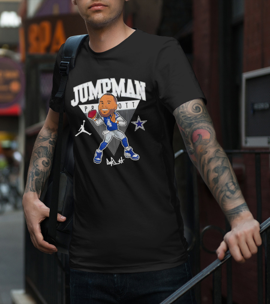 Jumpman Prescott Dak Prescott Dallas Cowboys 4 Signature Football Star T-Shirt